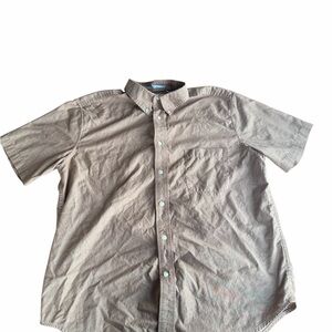 Zinc Men's Large Tan Short Sleeve Button Down Shirt 100% Cotton Chambray